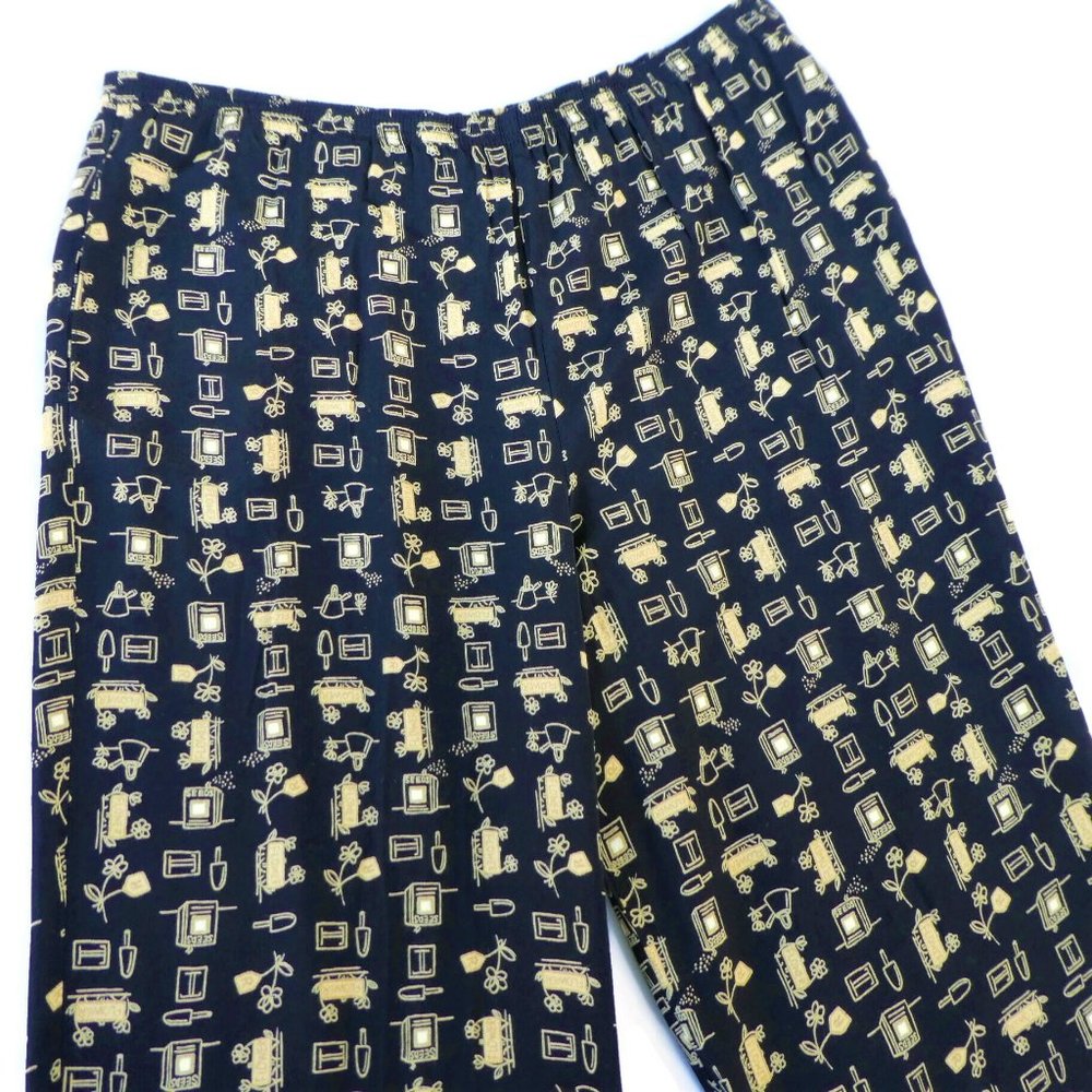 Novelty Gardening David Dart Vintage Pull On Pants Elastic Waist Pockets M